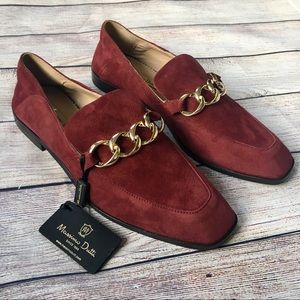 NWT Massimo Dutti Burgundy Suede Loafers